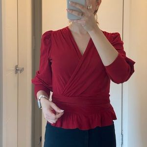 Red cotton wrap top by Banana Republic